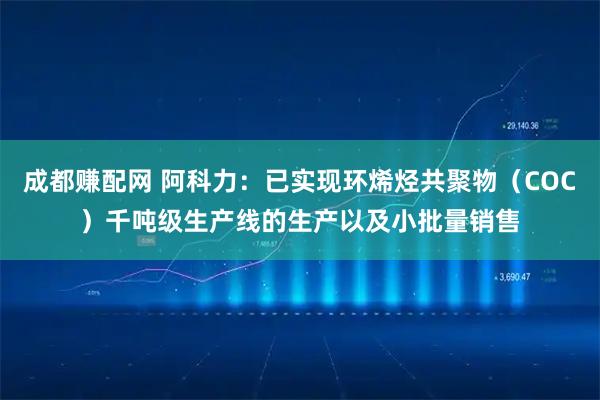 成都赚配网 阿科力：已实现环烯烃共聚物（COC）千吨级生产线的生产以及小批量销售
