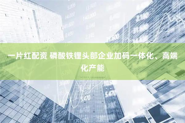一片红配资 磷酸铁锂头部企业加码一体化、高端化产能